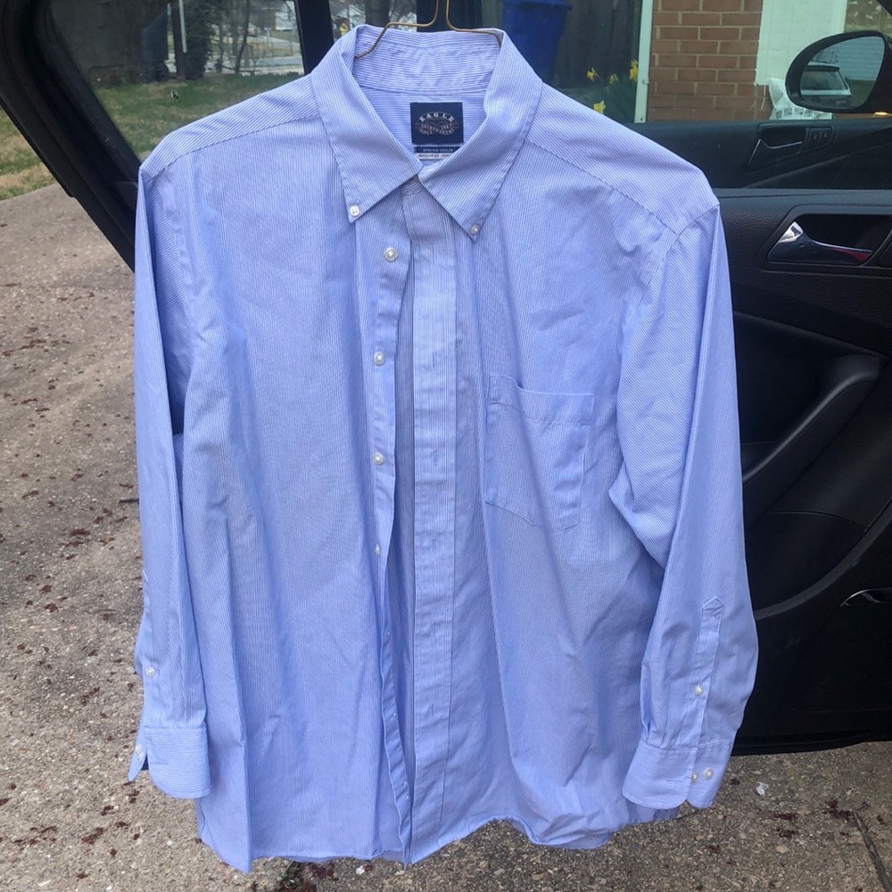 Men's Blue Button-Down Shirt Eagle shirtmakers brand